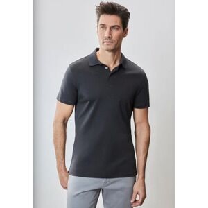 ROBERT BARAKETT The Barakett Polo Mens L Dark Gray Quiet Luxury Pima Cotton EUC